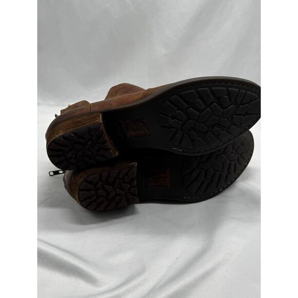 Born Kerri Brown Leather Ankle Boots Block Heel Zip Booties Womens Sz 11 - Picture 9 of 12